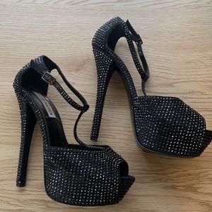 Steve Madden Black Rhinestone platform stiletto heels size 8